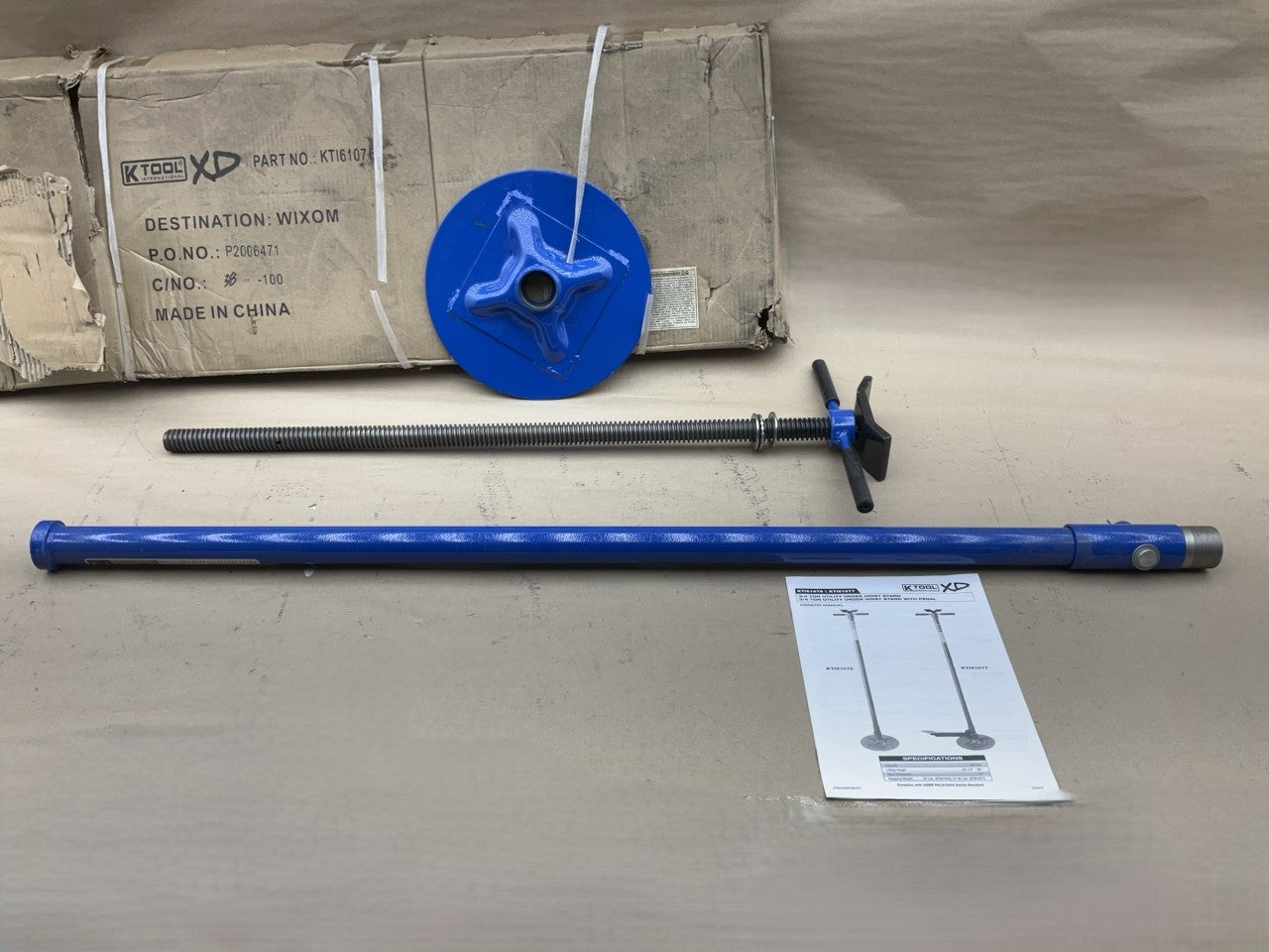 K Tool KTI61076 3/4 Ton 1650 Lbs Utility Underhoist Support Stand - 53-1/2''-80''