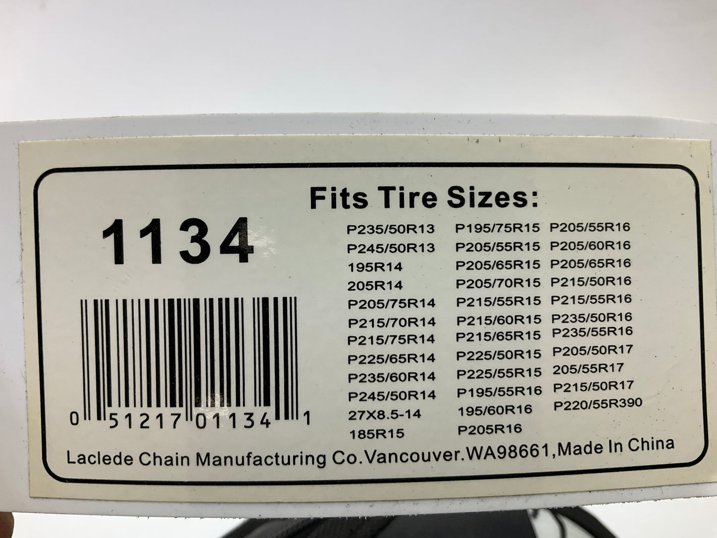 Laclede 1134 Tire Snow Chains 205/65R15, 205/55R16 205/60R16 205/65R16 215/65R15