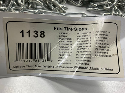 Laclede 1138 Tire Snow Chains PAIR 215/60R16, 215/65R16, 225/60R16, 215/55R17