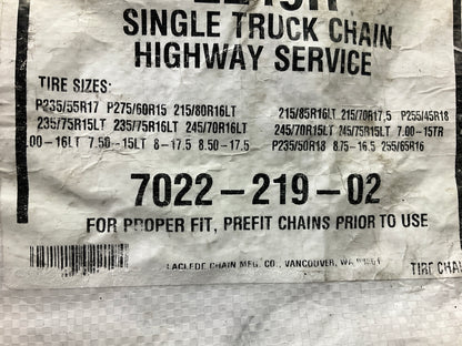 Laclede 2219R Tire Snow Chains 235/60R18, 215/85R16, 235/65R18