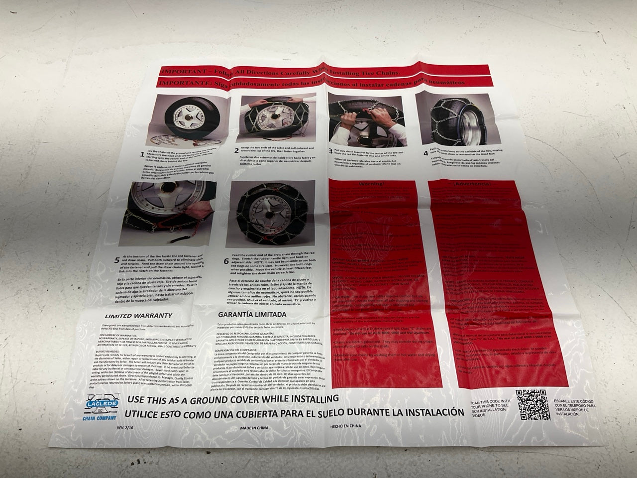 Laclede 2324 Premium Tire Snow Chains 265/70R16, 275/60R17, 275/55R18 235/55R20