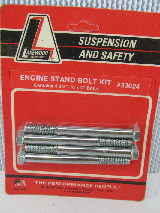 (4) Lakewood 33024 3/8'' -16 X 4'' Engine Stand Bolts For Chrylser, AMC, Chevy SBC