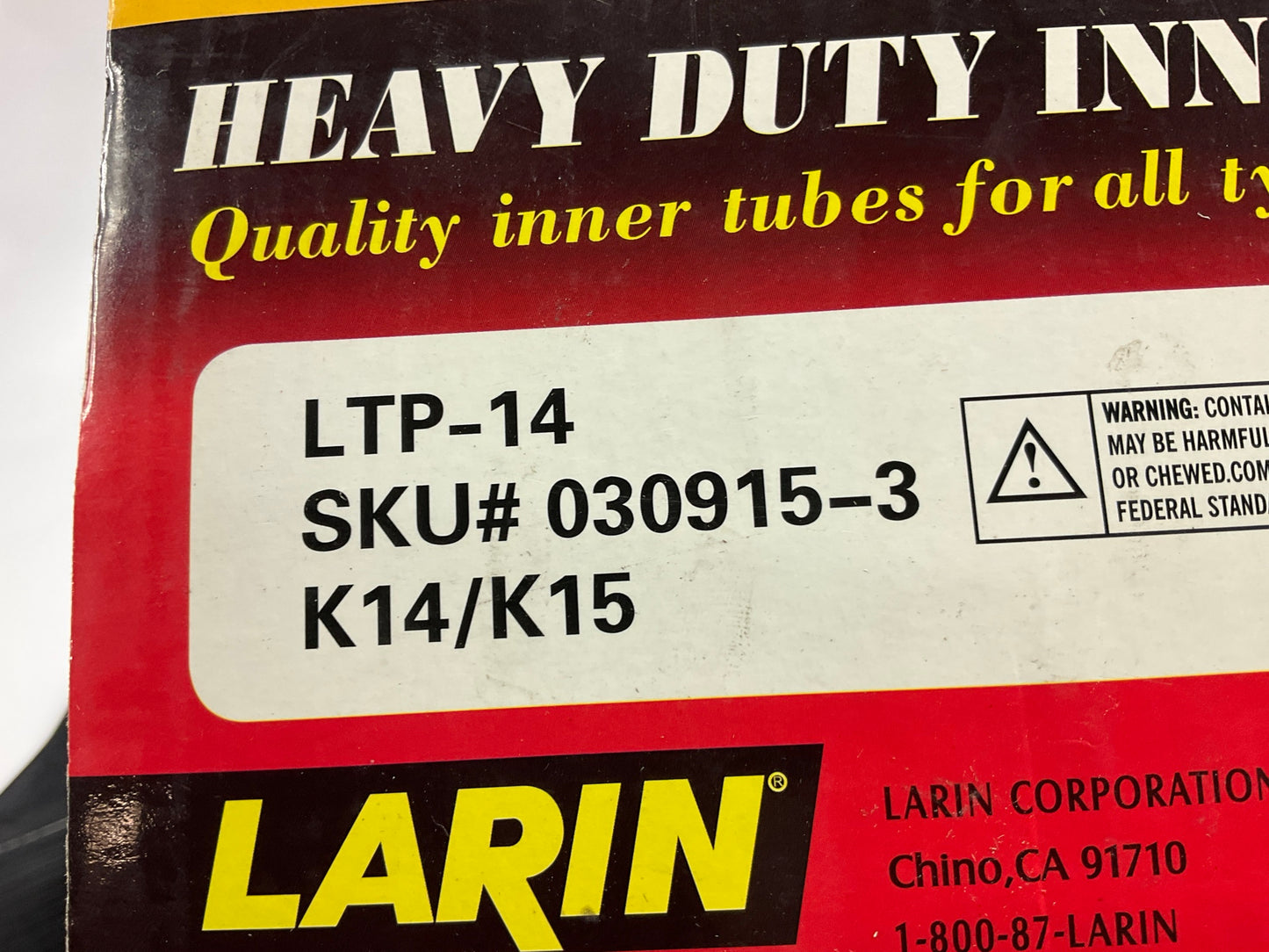 Larin LTP-14 Passenger HEAVY DUTY Inner Tire Tube SIZE: K14/15