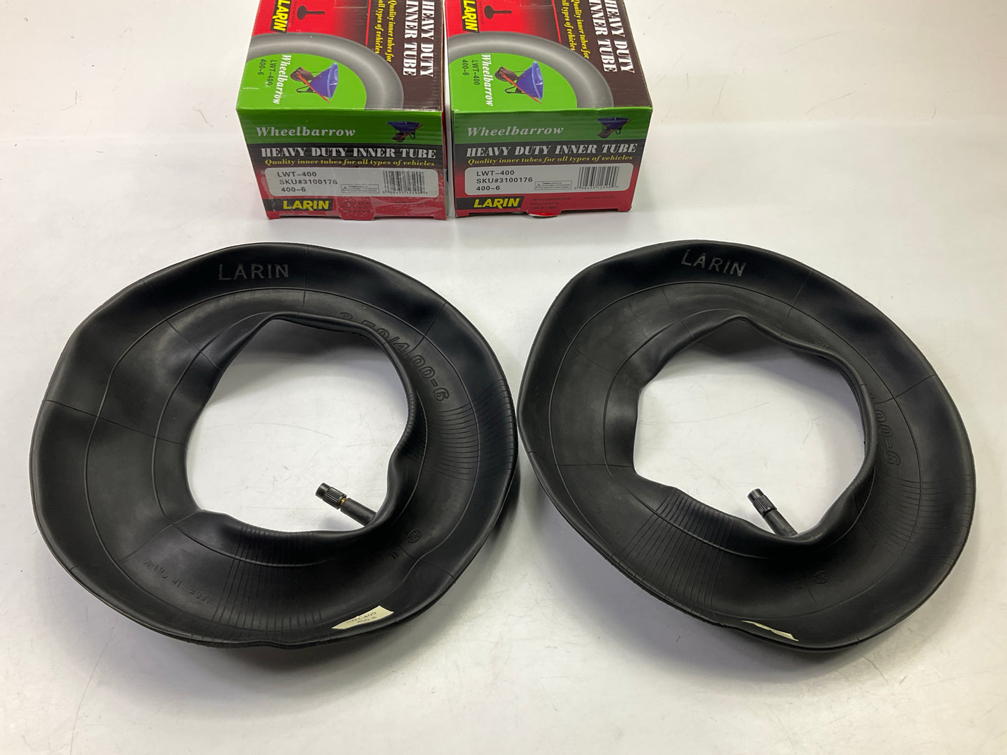(2) Larin LWT-400 Heavy-Duty Inner Tube 400-6 Wheelbarrow With TR-13 Valve Stem