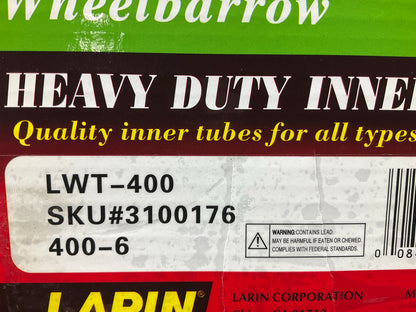 (2) Larin LWT-400 Heavy-Duty Inner Tube 400-6 Wheelbarrow With TR-13 Valve Stem