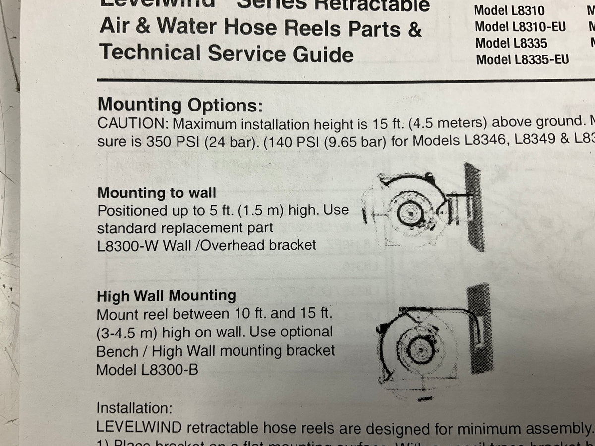 Legacy L8305 Retractable Levelwind Air Hose Reel, 3/8'' X 50'