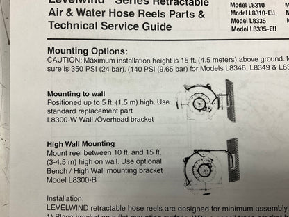 Legacy L8305 Retractable Levelwind Air Hose Reel, 3/8'' X 50'