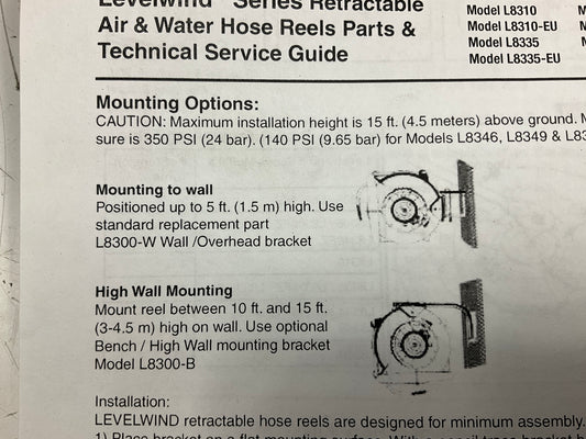 Legacy L8305 Retractable Levelwind Air Hose Reel, 3/8'' X 50'