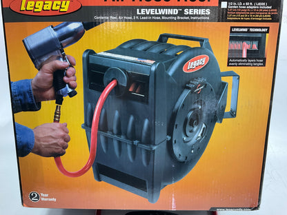 Legacy L8305 Retractable Levelwind Air Hose Reel, 3/8'' X 50'