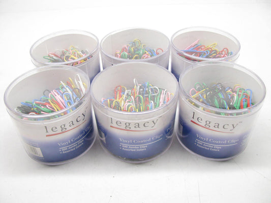 (1200) Legacy LGY60810 Vinyl Coated Jumbo Paper Clips - Assorted Colors
