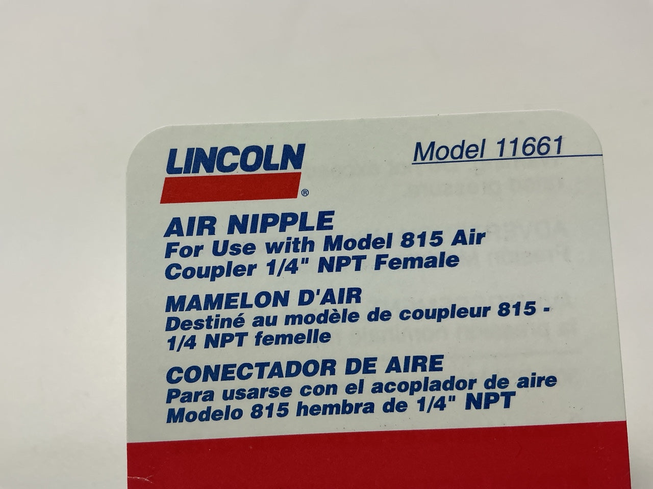 Lincoln 11661 1/4 NPT Female Nipple Air Line Fitting