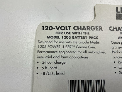 Lincoln 1211 120V 3-hour Battery Charger For Use With Model 1203 Battery Pack