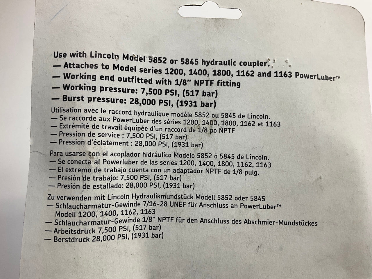 Lincoln 1218 18'' Grease Gun Whip Hose