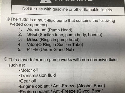 Lincoln 1335 Lever-Action Fluid Transfer Pump, For 16- To 55 Gallon Drums