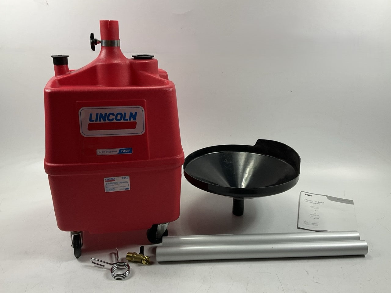 Lincoln Industrial 3518 Portable Waste Oil Catch Drain Tank, Plastic, 18 Galons