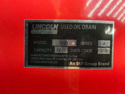 Lincoln 3601 Pneumatic 18 Gallon Pressurized Fluid Drain And Evacuation Tank