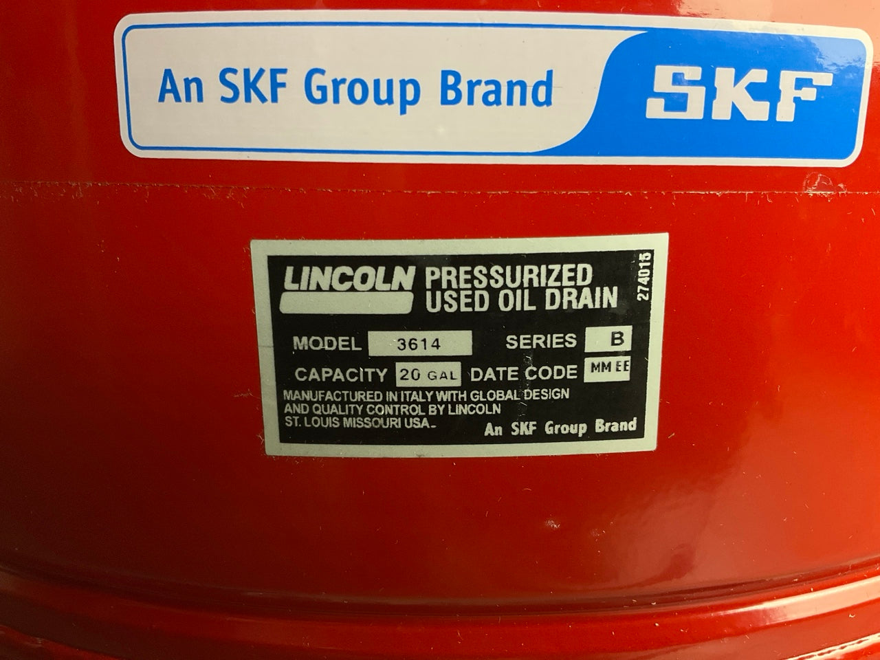 DAMAGED SCREEN - Lincoln 3614 20 Gallon Pressurized Fluid Oil Drain Evac Tank