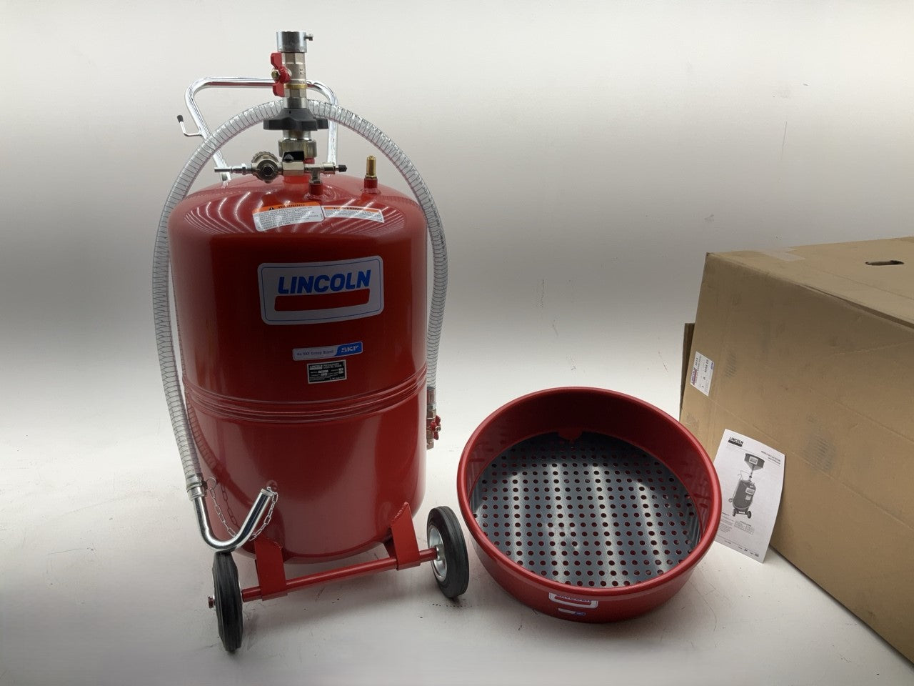 Lincoln 3614 Pneumatic 20 Gallon Pressurized Fluid Oil Drain And Evacuation Tank