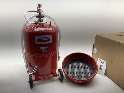Lincoln 3614 Pneumatic 20 Gallon Pressurized Fluid Oil Drain And Evacuation Tank