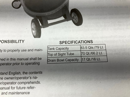 Lincoln 3614 Pneumatic 20 Gallon Pressurized Fluid Oil Drain And Evacuation Tank