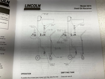 Lincoln 3614 Pneumatic 20 Gallon Pressurized Fluid Oil Drain And Evacuation Tank