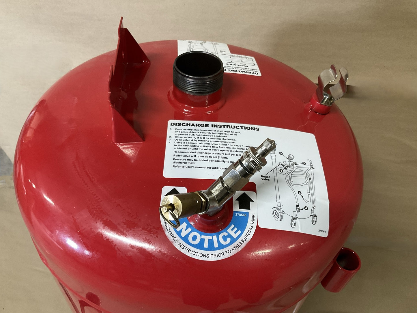 Lincoln 3637 25 Gallon Pneumatic Portable Self-evacuating Fluid Evacuator Tank