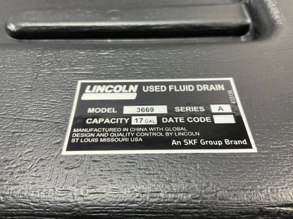 Lincoln 3669 17 Gallon Low Profile Truck Oil Drain, 120V Fluid Evacuation Pump