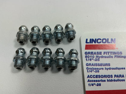 Lincoln 5191 Grease Fittings, SAE 1/4''-28 Straight, 10 Pack
