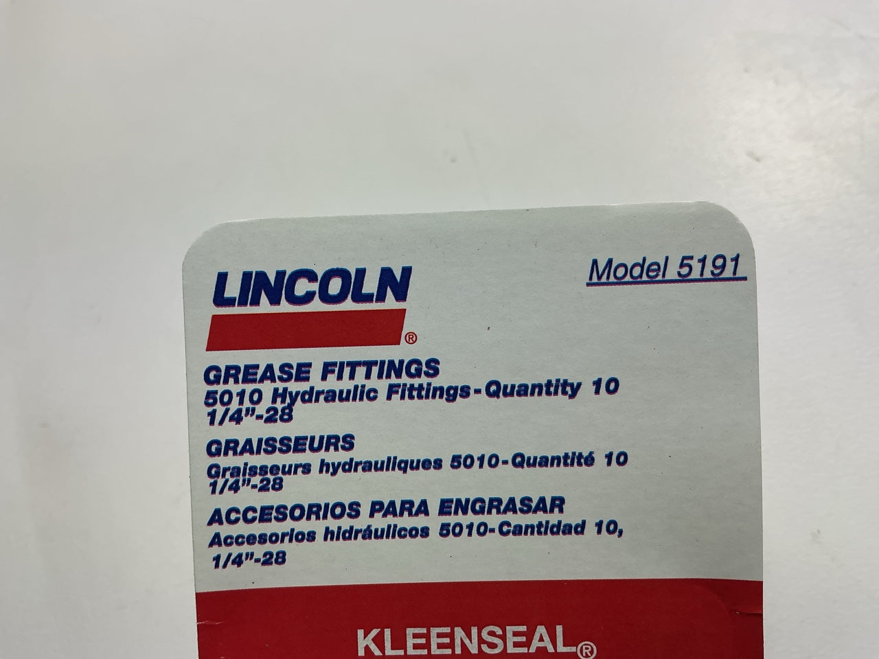 Lincoln 5191 Grease Fittings, SAE 1/4''-28 Straight, 10 Pack
