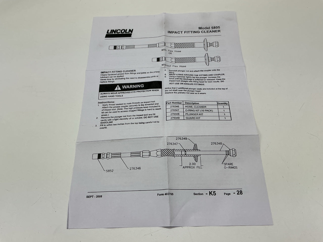 Lincoln 5805 Impact Fitting Cleaner Kit - Clears Hardened Grease From Fittings