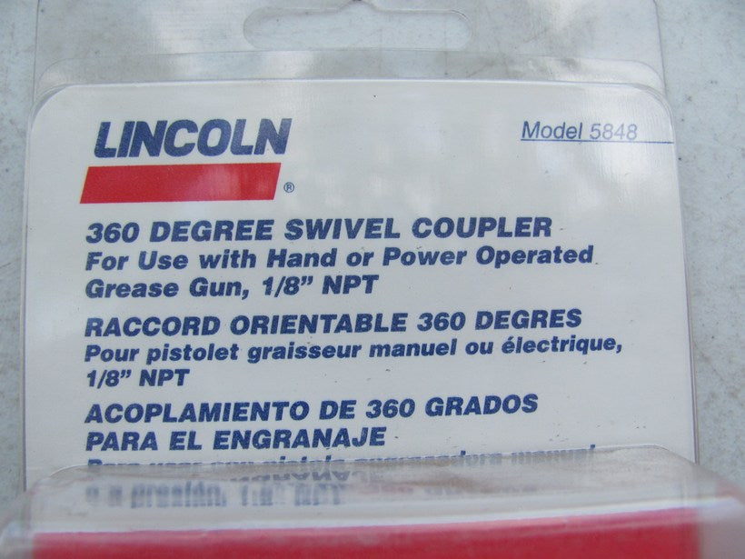 Lincoln 5848 Grease Gub Hydraulic Coupler Adapter 360 Swivel, 1/8'' NPT