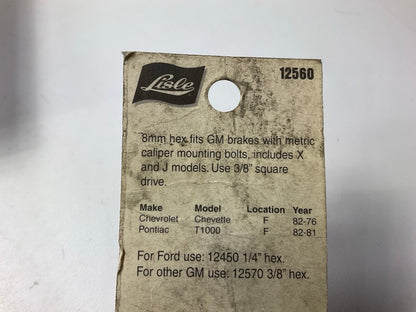 Lisle 12560 Brake Caliper Hex Bit Socket, 3/8'' Drive, 8mm - Made In USA