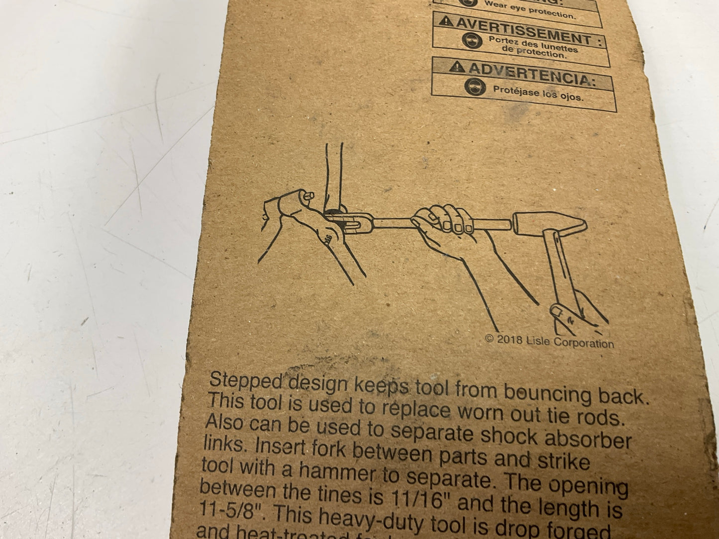 OPENED Lisle 18520 Stepped Tie Rod Separator Tool Fork, 11/16'' Open, 11-5/8'' L