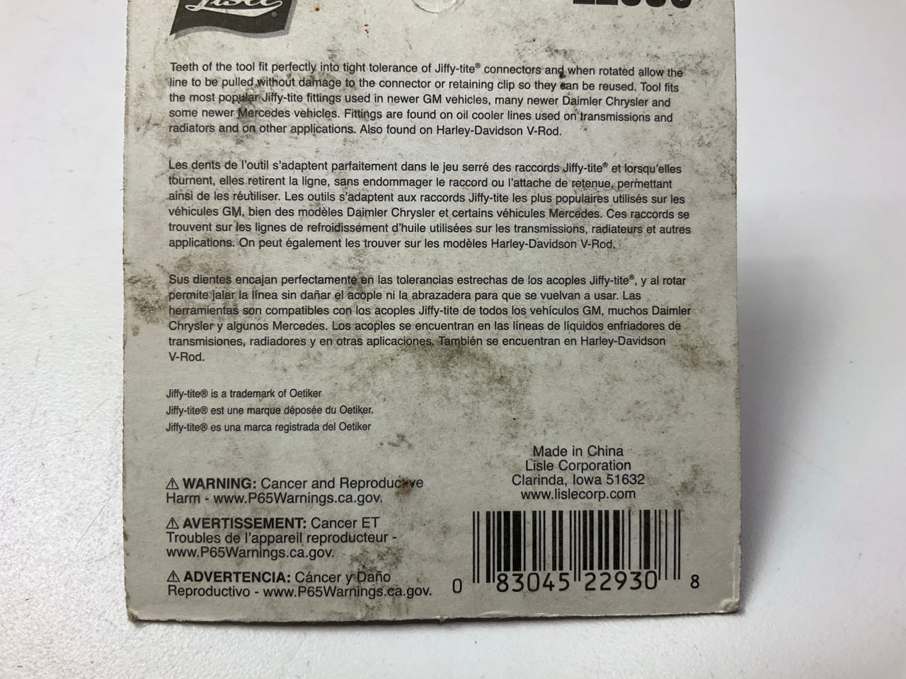 Lisle 22930 Jiffy-Tite Disconnect Tool 3/8'' Low Profile