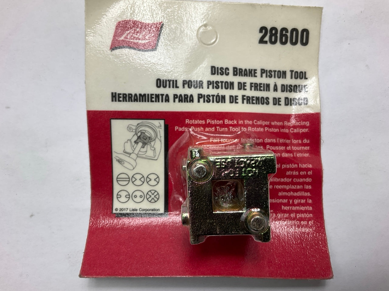 Lisle 28600 Disc Brake Piston Tool, Rotates Piston Back In The Caliper, For Pads