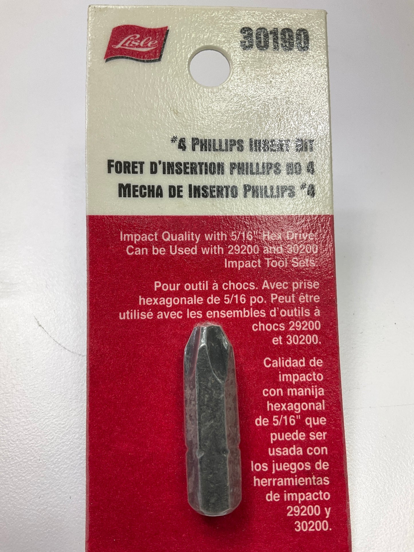 Lisle 30190 5/16'' Drive Insert Bit, #4 Phillips