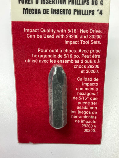 Lisle 30190 5/16'' Drive Insert Bit, #4 Phillips