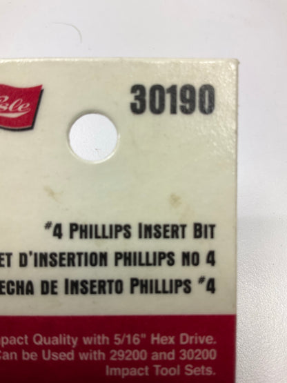 Lisle 30190 5/16'' Drive Insert Bit, #4 Phillips