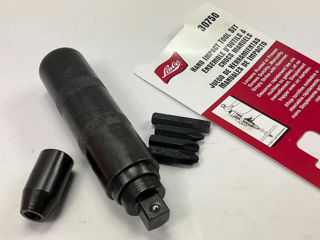 Lisle 30750 1/2'' Drive Hand Impact Driver Tool Set - Loosens Rusted Screws