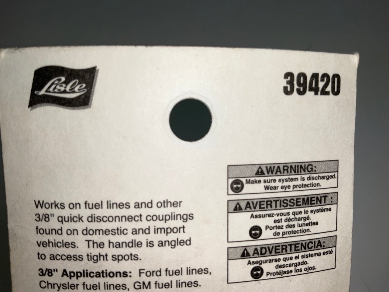 Lisle Tool 39420 Fuel Line Disconnect Tool 3/8''