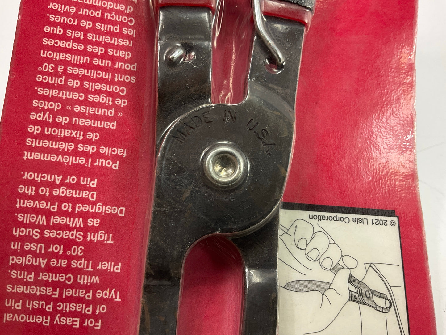 Lisle 42060 30° Push Pin Clip Pliers With Spring Action & 30 Degree Offset