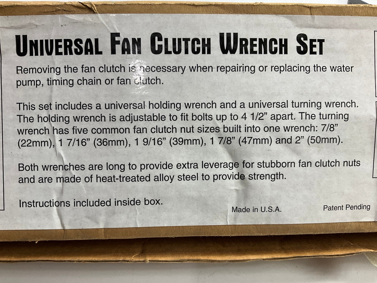 Lisle 42920 Universal Fan Clutch Wrench Set, Removes Fan Clutch On Most Models