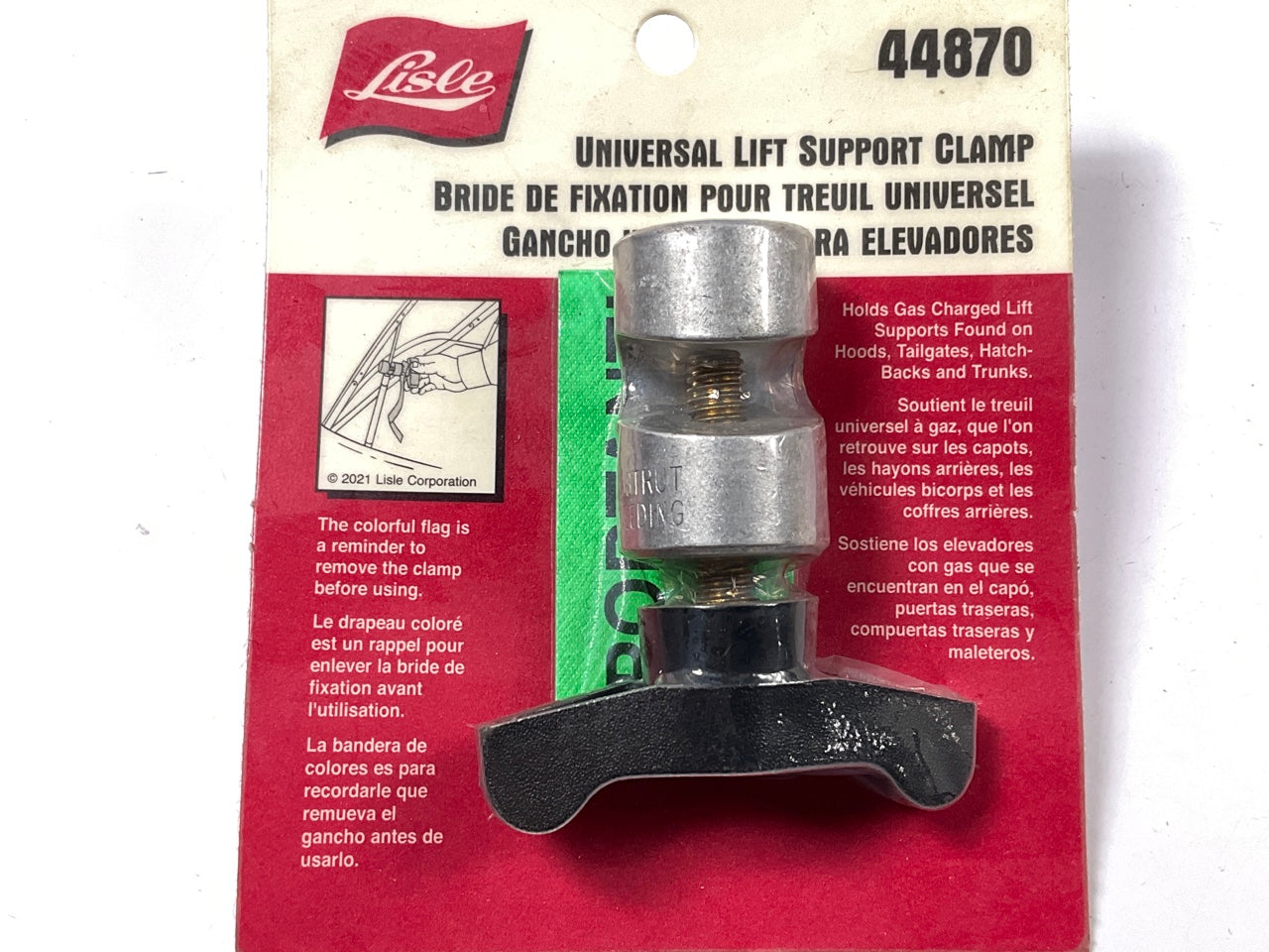 LISLE 44870 Hood Strut Clamp Universal Assist Weak Lift Support Holder Tool
