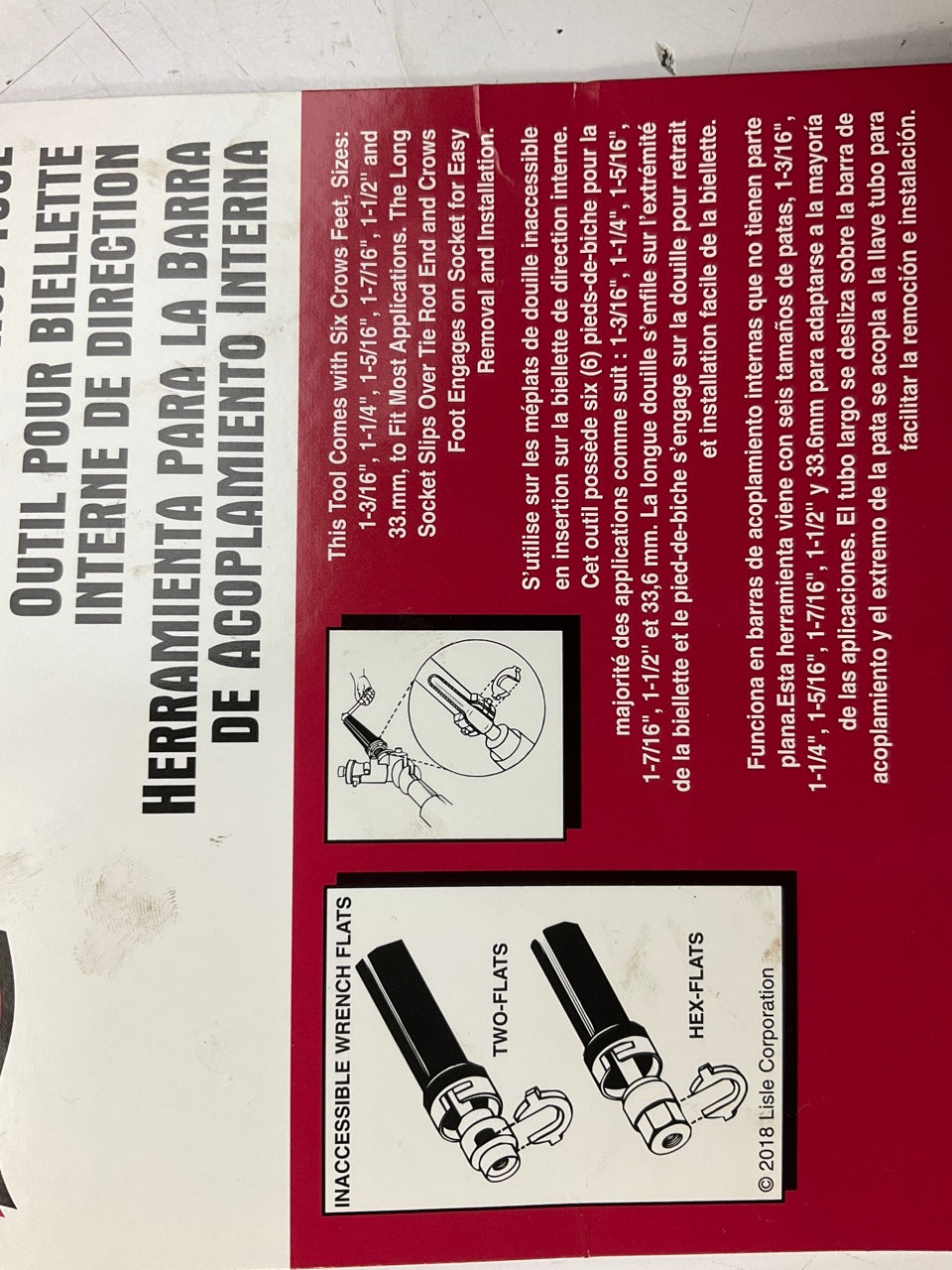 Lisle 45750 Inaccessible Inner Tie Rod Removal Tool With Crowfoot And Retainer