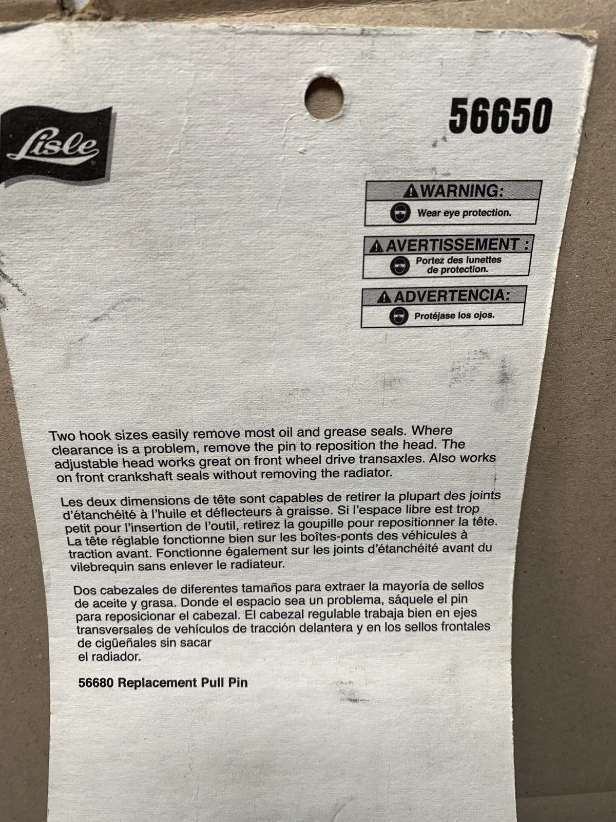 Lisle Tools 56650 Adjustable Oil & Grease Seal Puller Tool