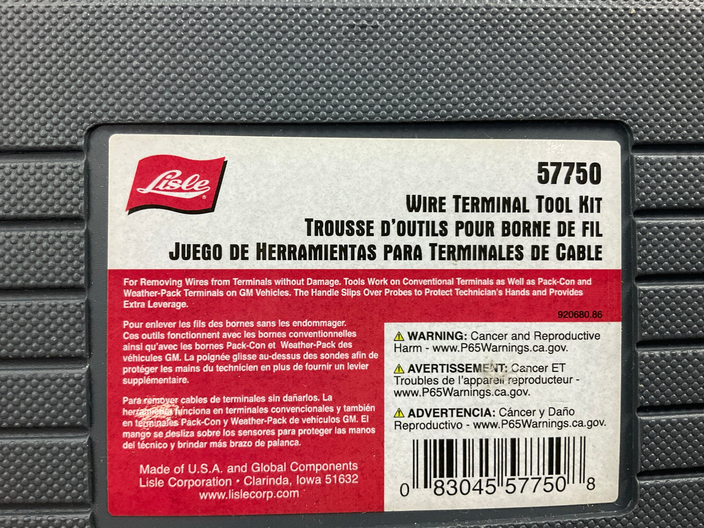 Lisle 57750 Wire Terminal Tool Set With Handle, Terminal Disconnect Tool Kit