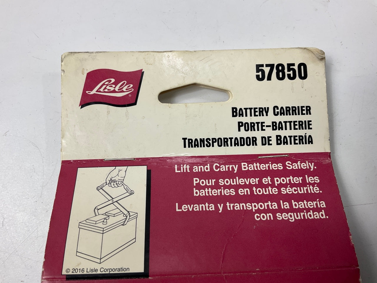 Lisle 57850 Battery Carrier, Steel Jaws - Lift And Carry Batteries Safely