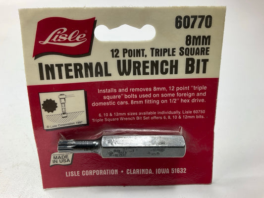 Lisle 60770 8mm Wrench, 12 Point Triple Square Internal Wrench Bit, Made In USA
