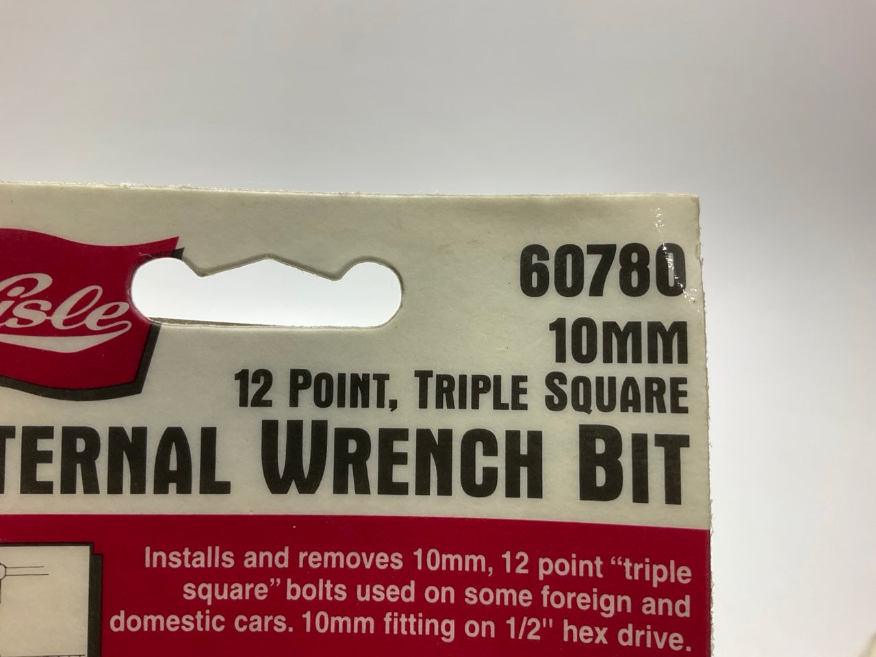 Lisle 60780 Triple Square Internal Wrench Bit  Tool USA - 12 Point, 10MM