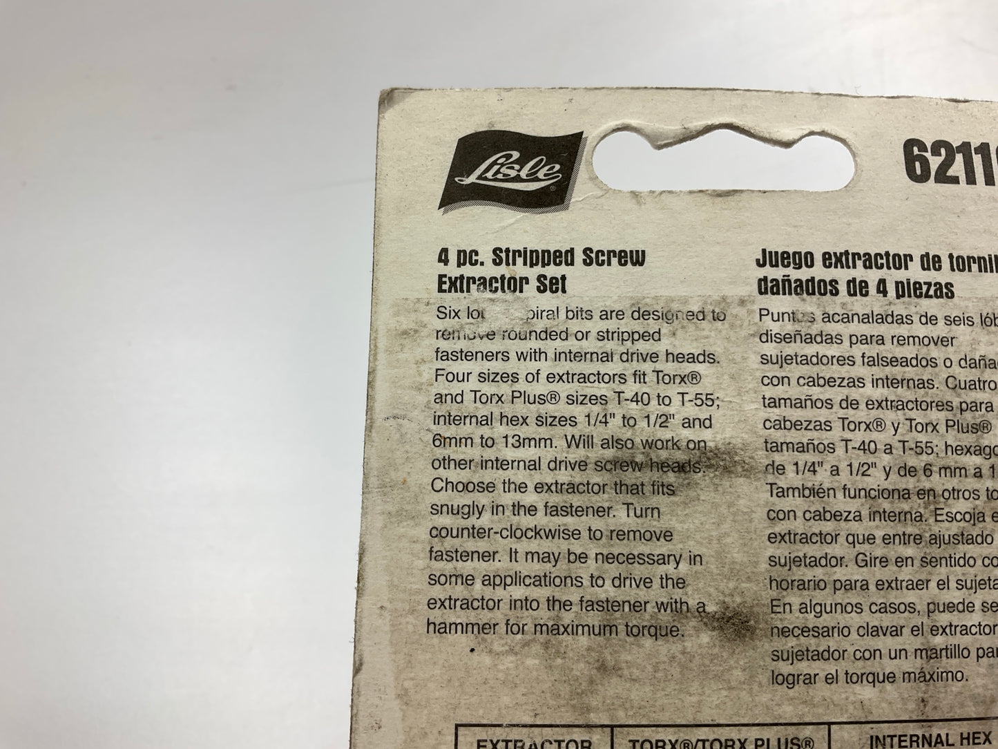 LISLE 62110 4-Piece Stripped Screw Extractor Set - #7, #8, #9, #10